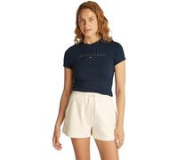 Tommy Jeans T-Shirt Manches Courtes Femme Tonal Linear Tee Slim Fit, Bleu (Dark Night Navy), M