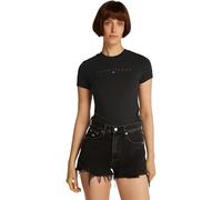 Tommy Jeans T-Shirt Manches Courtes Femme Tonal Linear Tee Slim Fit, Noir (Black), M