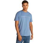 Tommy Jeans T-Shirt Manches Courtes Homme Linear Logo Coton, Bleu (Colorado Blue), L