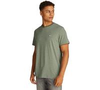 Tommy Jeans T-Shirt Manches Courtes Homme Slim Stripe Tee avec Col Ras-du-Cou, Multicolore (Aruba Green/Ecru), S