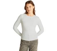 Tommy Jeans T-Shirt Manches Longues Femme Slim Fit Essential en Coton, Blanc (Ecru), S