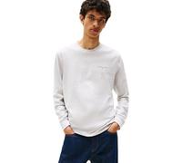 Tommy Jeans T-Shirt Manches Longues Homme Slim Chest Linear en Coton, Gris (Lt Grey HTR), S