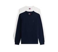 Tommy Jeans TJM Slim 2PACK L/S EXT DM0DM22148 L/S T-Shirt Homme Multicolore (Ecru/Bleu Marine Nuit foncé), S, Multicolore (écru/Bleu Marine foncé), S