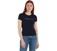 Tommy Jeans TJW Slim Linear Tee SS EXT DW0DW17361 T-Shirts Manches Courtes, Bleu (Dark Night Navy), L Femme