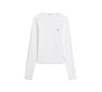 Tommy Jeans T-shirt 'Ruffle Slim Long Sleeve' blanc, Taille S-M