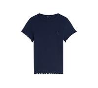 Tommy Jeans T-shirt 'Ruffle Trim Slim' bleu nuit, Taille XXS
