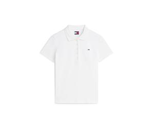 Tommy Jeans T-shirt 'Slim Fit Five-button' blanc, Taille S-M