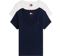 Tommy Jeans Femme Tjw 2pack V-Neck Tee Dw0dw21367 T-Shirt S/S, Multi (Ecru/Dark Night Navy), M EU