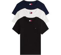 Tommy Jeans T-Shirts Manches Courtes Lot de 3 Femme avec Col Ras-du-Cou, Multicolore (Black/Ecru/Dark Night Navy), S