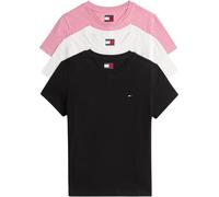 Tommy Jeans T-Shirts Manches Courtes Lot de 3 Femme avec Col Ras-du-Cou, Multicolore (Black/Ecru/Mystic Pink), M