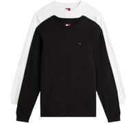 Tommy Jeans T-Shirts Manches Longues Lot de 2 Homme Slim avec Col Ras-du-Cou, Multicolore (Black/Ecru), 3XL