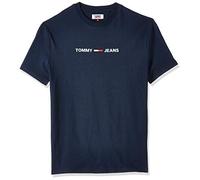 Tommy Jeans TJM Straight Small Logo Tee T-Shirt de Sport, Black Iris, X Homme