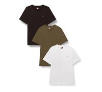 Tommy Jeans TJM XSLIM 3PACK Tee EXT DM0DM21579 S/S T-Shirt, Multi (Black/Dark Greenery/Ecru), S, Multicolore (Noir/Vert foncé/écru), S