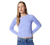 Tommy Jeans TJW Cable Essential Pull DW0DW22165 pour Femme, Bleu, XS, Bleu (Iris Vintage), XS