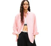 Tommy Jeans Tjw Ovs Poplin Shirt Dw0dw22218 Blouses L/S, Pink (Tropical Blush/Stripe), L Femme
