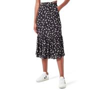Tommy Jeans TJW Ruffle MIDI Skirt EXT DW0DW17873 Jupes évasées, Noir (Spring Floral), XS Femme