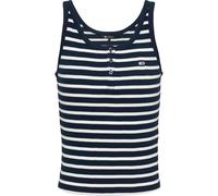 Tommy Jeans TJW Slim Button Tank DW0DW19492 Débardeur, Blue (Dark Night Navy/Stripe), M Femme