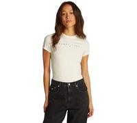 Tommy Jeans Tjw Slim Linear Tee Ext Dw0Dw18398 T-Shirt S/S, White (Ancient White), L Femme