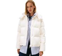 Tommy Jeans Veste Matelassée Femme Alaska Grid Down avec Capuche, Ivoire (Ancient White), XL