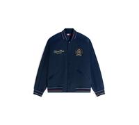 Tommy Jeans Veste mi-saison 'Crest Patch Relaxed Bomber' bleu marine / moka / rouge cerise / blanc, Taille L