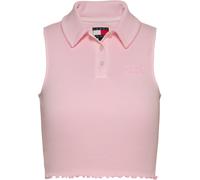 Tommy Jeans Women's Cropped Short-Sleeve Polo Shirt Precious Pink 8 (XS) Female
