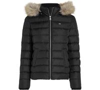 Tommy Jeans Women's Essential Quilted Wind Resistant Faux Fur Hood Rds Down Short Puffer Jacket Noir 10 (S) Female