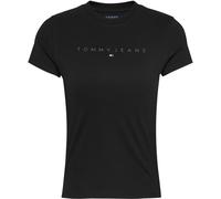 Tommy Jeans T-Shirt Manches Courtes Femme Tonal Linear Tee Slim Fit, Noir (Black), M