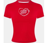 Tommy Jeans Women's Tj Heart Slim Fit T-Shirt Rouge Saphir 12 (M) Female