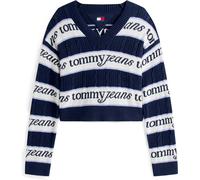 Tommy Jeans Women's Tj Logo Crew Neck Jumper Naby/White 8 (XS) Female