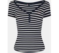Tommy Jeans Women's Waffle V-Neck Slim Fit T-Shirt Rayure marine 8 (XS) Female