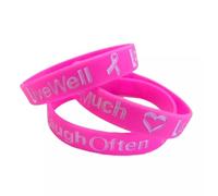 Tommy K Products Lot de 3 bracelets de sensibilisation au cancer du sein avec ruban rose « Live Well Love Much Laugh Often »