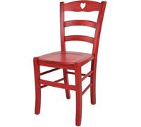Tommychairs - Chaise cuisine CUORE, robuste structure en bois de hêtre peindré en aniline couleur rouge et assise en bois