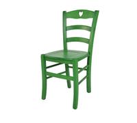 Tommychairs - Chaise cuisine CUORE, robuste structure en bois de hêtre peindré en aniline couleur verte et assise en bois