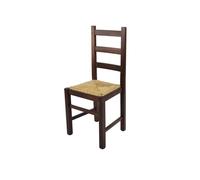 Tommychairs - Chaise cuisine RUSTICA, robuste structure en bois de hêtre peindré en couleur noyer foncé et assise en paille