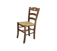 Tommychairs - Chaise cuisine SAVOIE, robuste structure en bois de hêtre peindré en couleur noyer et assise en paille