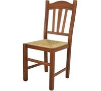 Tommychairs - Chaise cuisine SILVANA, robuste structure en bois de hêtre peindré en noyer clair et assise en paille
