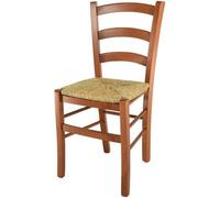 Tommychairs - Chaise cuisine VENICE, robuste structure en bois de hêtre peindré en couleur cerisier et assise en paille