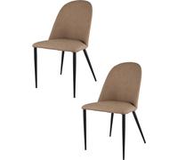 Tommychairs Lot de 2 chaises rembourrées Jennifer, revêtues de similicuir couleur daim brun et pieds en fer noir mat