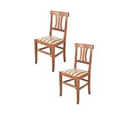 Tommychairs - Set 2 chaises Artemisia pour Cuisine, Bar et Salle à Manger, Robuste Structure en Bois de hêtre peindré en Couleur Noyer Clair et Assise rembourrée et revêtue en Tissu liseré Rouge