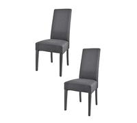 Tommychairs - Set 2 chaises CHIARA pour cuisine, bar et salle à manger, robuste structure en bois de hêtre peindré en gris foncé, assise et dossier rembourrés et revêtus en tissu couleur gris foncé