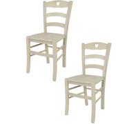 Tommychairs - Set 2 chaises cuisine CUORE, robuste structure en bois de hêtre peindré en aniline couleur blanche et assise en bois