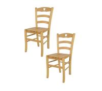 Tommychairs - Set 2 chaises cuisine CUORE, robuste structure en bois de hêtre peindré en couleur naturelle et assise en bois
