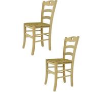 Tommychairs - Set 2 chaises cuisine CUORE, robuste structure en bois d'hêtre poli, non traité, 100% naturel, assise en paille