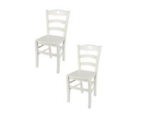 Tommychairs - Set 2 chaises cuisine CUORE robuste structure et assise en bois de hêtre laqué en blanc glace