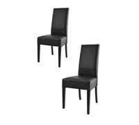 Tommychairs - Set 2 chaises cuisine LUISA, robuste structure en bois de hêtre, assise et dossier en cuir artificiel couleur noir