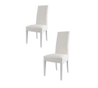 Tommychairs - Set 2 chaises cuisine LUISA, robuste structure en bois de hêtre, assise et dossier en cuir artificiel couleur blanc