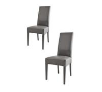 Tommychairs - Set 2 chaises cuisine LUISA, robuste structure en bois de hêtre, assise et dossier en cuir artificiel gris foncé