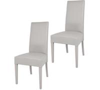 Tommychairs - Set 2 chaises cuisine LUISA, robuste structure en bois de hêtre, assise et dossier en cuir artificiel gris clair