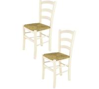 Tommychairs - Set 2 chaises cuisine VENICE robuste structure en bois de hêtre peindré en couleur anilnie blanche et assise en