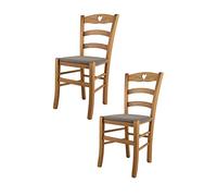 Tommychairs - Set 2 Chaises Cuore pour Cuisine, Bar et Salle à Manger, Robuste Structure en Bois de hêtre peindré en chêne et Assise rembourrée et revêtue en Tissu Couleur Chevreuil